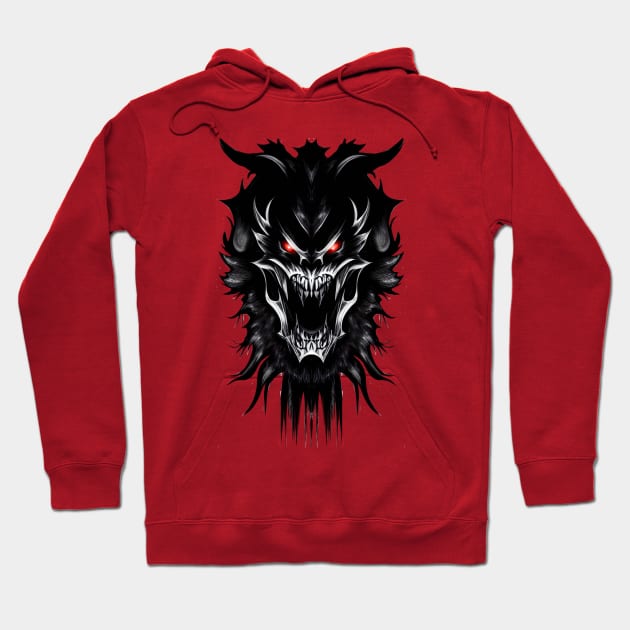 Evil Devil Black Fantasy Monster with red Eyes Hoodie by BluedarkArt